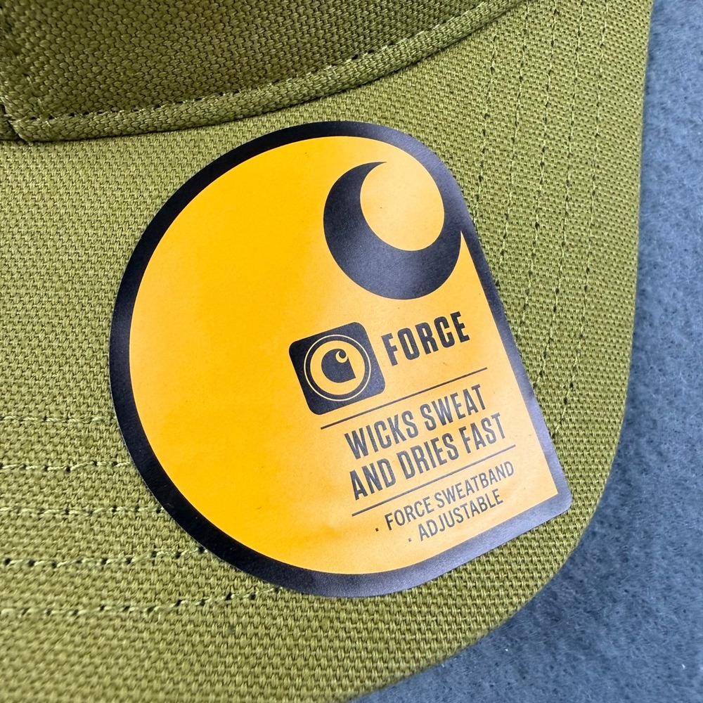 Carhartt Trucker Hat Force Flex Mens Olive Green Canvas Mesh Back Logo AH1195-M - Picture 3 of 6